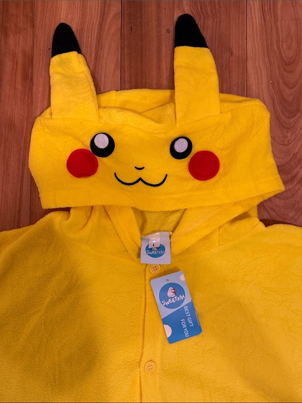 Pikachu Yellow Large One-Piece Hooded Costume - Picture 3 of 8